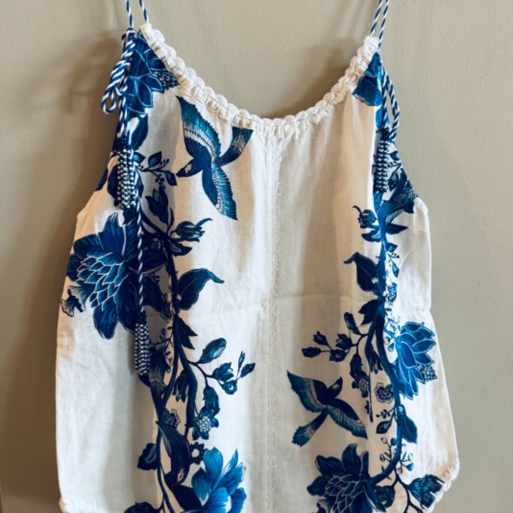 Farm Rio Arara Floral Linen Tank Size XS